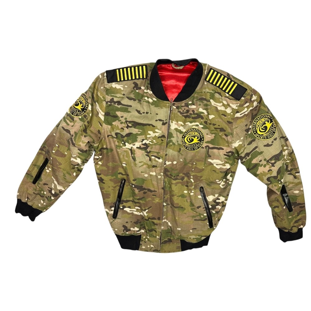 International Sports Hall of Fame Jacket Size 4XL Camo Green/Brown Custom Made